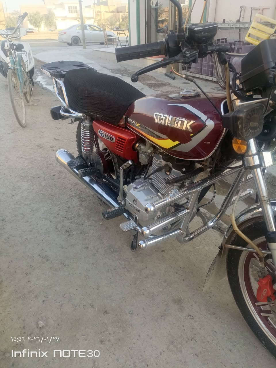 السلام عليكم دراجه للبيع 
موديل 2023 لا تنقيص ولا تبخير 
شلعه معدل فول بيه نواقص بسيطه 
منفيس وياه السعر 450 وبيه مجال 
العنوان سامراء ***********
