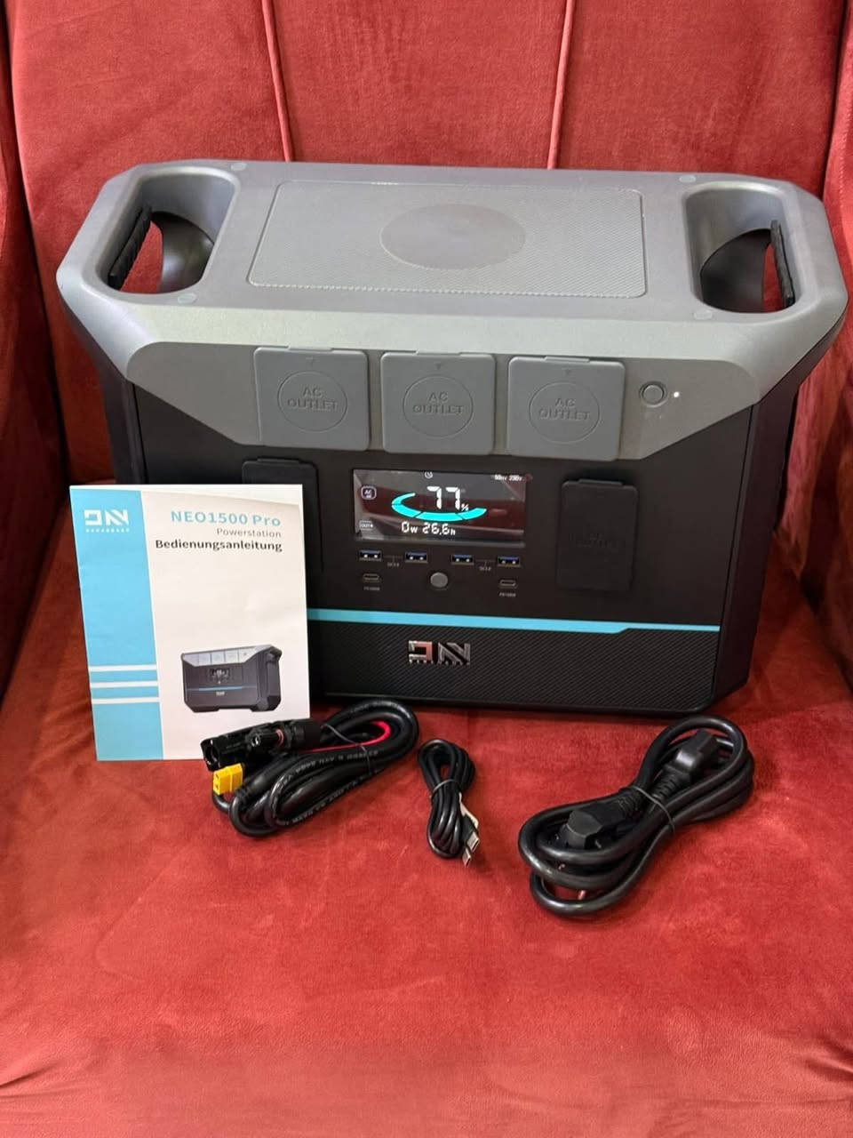 بور ستيشن باقي اخر القطعه جديد
محطة الطاقة موديل DaranEner NEO1500 pro

1800 واط يعادل 8 امبير
سعة البطارية: 1382 واط-ساعة (wh)

نوع البطارية: LiFePO4 (فوسفات حديد الليثيوم) – عمر أطول وأمان أعلى من الليثيوم العادي

يدعم الشحن بطاقة الشمسية حتى 600 واط

شاشة ذكية قراءة الواطية الداخلة الى الجهاز مع العمر المتبقي 

متوفر توصيل لجميع محافظات العراق
للحجز مراسلة الصفحة او عبر الواتساب 

0780232621


**إذا كنت صاحب هذا الإعلان وتريد حذفه لأي سبب، رجاءا أرسل رسالة إلى الدعم الفني**