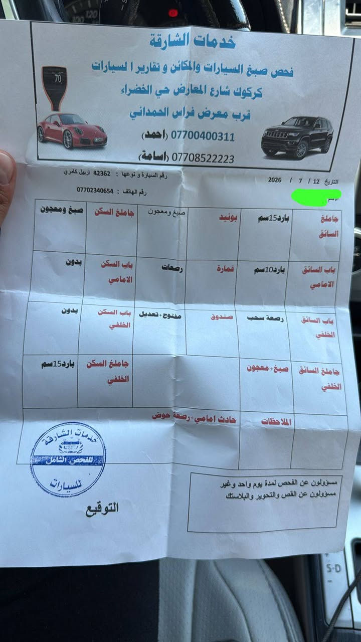كامري موديل 2016 se فول  بصمه بردة اوتماتيك خلفيه تبريد قطعتين بدون فتحه داخلها لونين  السونار موجود بالمنشور كير محرك تبريد تايرات جدد مكاني سيارة كركوك رقم *********** رايدها ب١٥٥ وبيها مجال
