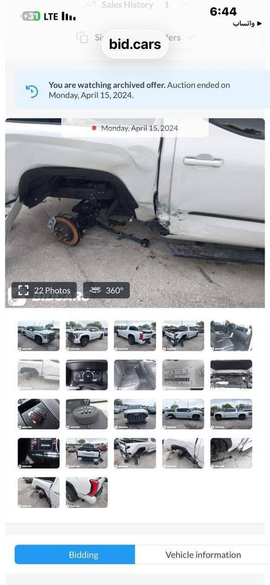 تويوتا تندرا هايبرد بلاتينيوم موديل 2023
ماشية 80 كم
محرك 6 سلندر توين تيربو 437 حصان 
بصمة تشغيل 
كشنات جلد 
بانوراما 
شاشة كبيرة كار بلي واندرويد 
دفع رباعي 
باب خلفي كهربائي 
رادار
صور الحادث مرفقة بالمنشور 
رقم بغداد شرط التحويل 
مكان السيارة بغداد حي المعلمين الامين
رقم تلفون صاحب السيارة 
*********** 
#تويوتا #تندرا
