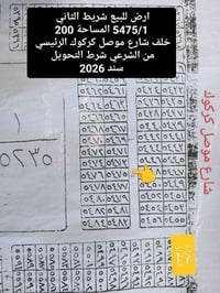 ارض للبيع شريط الثاني   المساحة 200م  5475/1  ملك صرف طابو الزهور   سن...