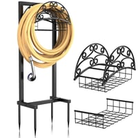 حامل خرطوم حديقة • معدني مقاوم للصدأ • سلة تخزين أدوات