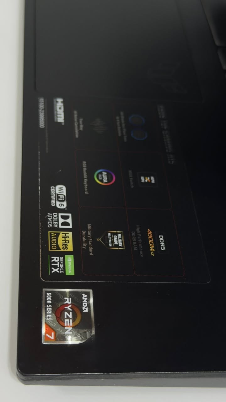 للبيع لابتوب كيمنك مستعمل  

ASUS TUF Gaming A15 - مواصفات عالية

مثالي جداً للألعاب والرندرة المعمارية والتصميم.

• المعالج (CPU): AMD Ryzen 7 6800H
• الرام (RAM): 32GB (سعة عالية للمهام المتعددة)

• كرت الشاشة (GPU): NVIDIA RTX 3050 Ti

• النظام: Windows 11 Pro

للملاحظة 🔴: الرام مطور من ٨ الى ٣٢ جيجا 
والهارد من ٥١٢ الى ١ تيرا

السعر : 1,250,000 مليون وربع
 
وقابل للتفاوص للشراي 

للتواصل واتساب او اتصال 📞: ***********
