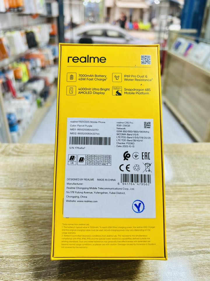 📱 ريلمي C85 برو 😎📱 

• بطارية 7000 ملي أمبير مع شحن سريع 45 واط
• شاشة أموليد 4000nit Ultra Bright 
• مقاوم للماء و الغبار بمعيار IP69 Pro
• معالج Snapdragon 685 Mobile Platform 
• ذاكرة 256 مع عشوائية 8 كيكا بايت

 
متوفر الآن في مركز الفجر للموبايل 📲 
جودة ، ضمان ، سعر مميز

للحجز و الإستفسار مراسلتنا عبر واتساب أو الإتصال على الرقم *********** 📞 

موقعنا : قضاء الفجر - شارع 30 - مجاور فلافل حمادي - مقابل مقهى سيد شمخي 📍
