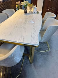 ميز ٦ كراسي • مرمر • كالجديد