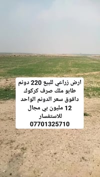 ٢٢٠ دونم • ملك صرف • داقوق كركوك