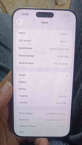 السلام عليكم ايفون 16 برو ماكس ذاكره 256 بطاريته 91 فقط الضهر مكسور السعر مليون او 200 الشراي يدخل خاص 

الرقم / ***********
