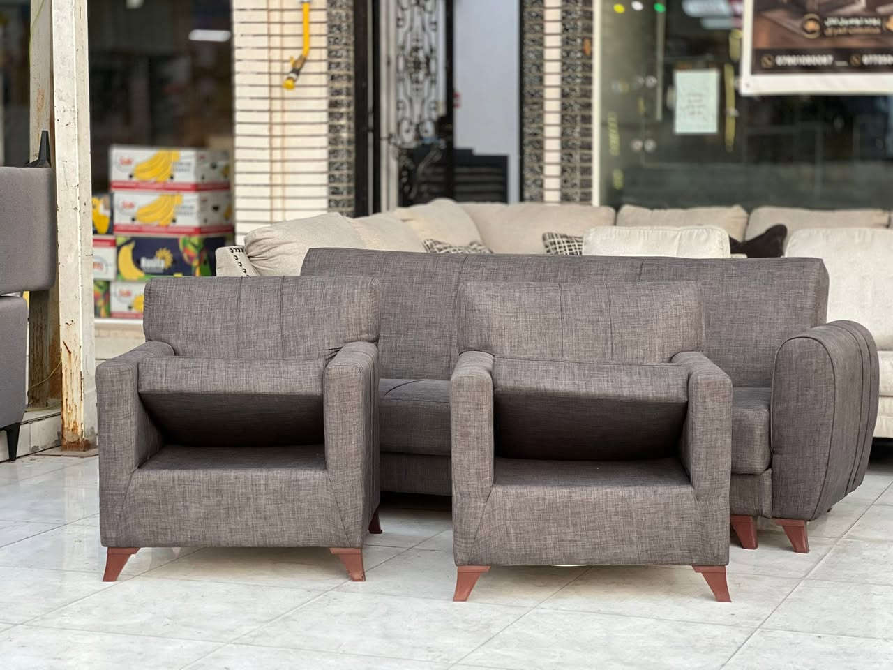 نص تخم تركي نضام سريرومخزن  بلون رصاصي بقماش الكتان 
عنوانه اربيل زانكو ٩٩ قرب مطعم كص سنگر يوجد توصيل  ل بغداد وباقي المحافظات الأخرى ***********
