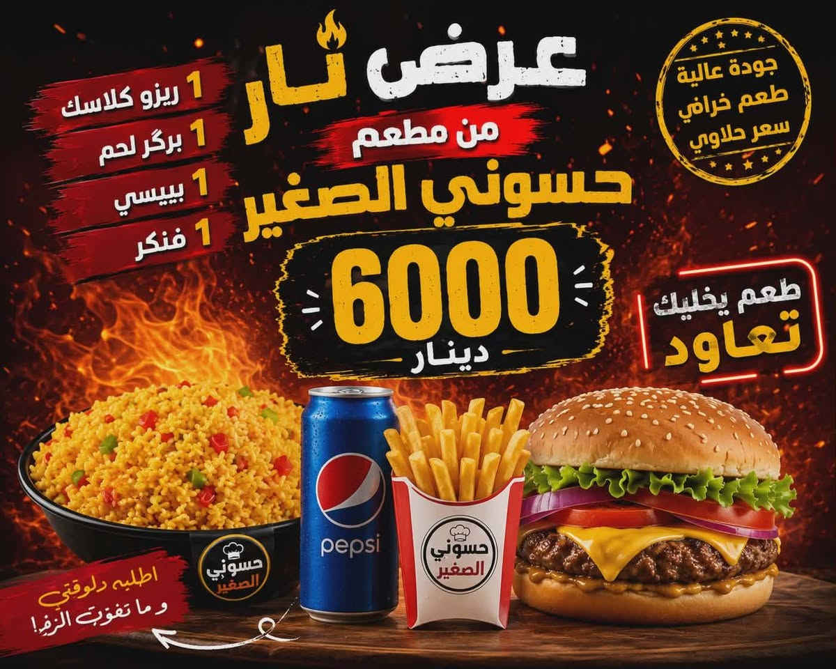 السلام عليكم طبعاا هالمطعم اكلهم ولا اروع أمانة ماطلبنه شي منهم وطلع بي تقصير أو مو طيب كولش نظيف ومرتب حبيت اسويلهم إعلان لان يستحقون بجداره
وهذا رقمهم واتساب ***********
جربوهم وماتخسرون عدهم خدمه توصيل جميع مناطق الحسينيه  
السلام عليكم طبعاا هالمطعم اكلهم ولا اروع أمانة ماطلبنه شي منهم وطلع بي تقصير أو مو طيب كولش نظيف ومرتب حبيت اسويلهم إعلان لان يستحقون بجداره
