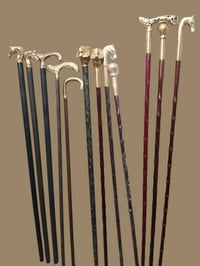 عكاز أنتيك • رؤوس نحاس • عاج صناعي