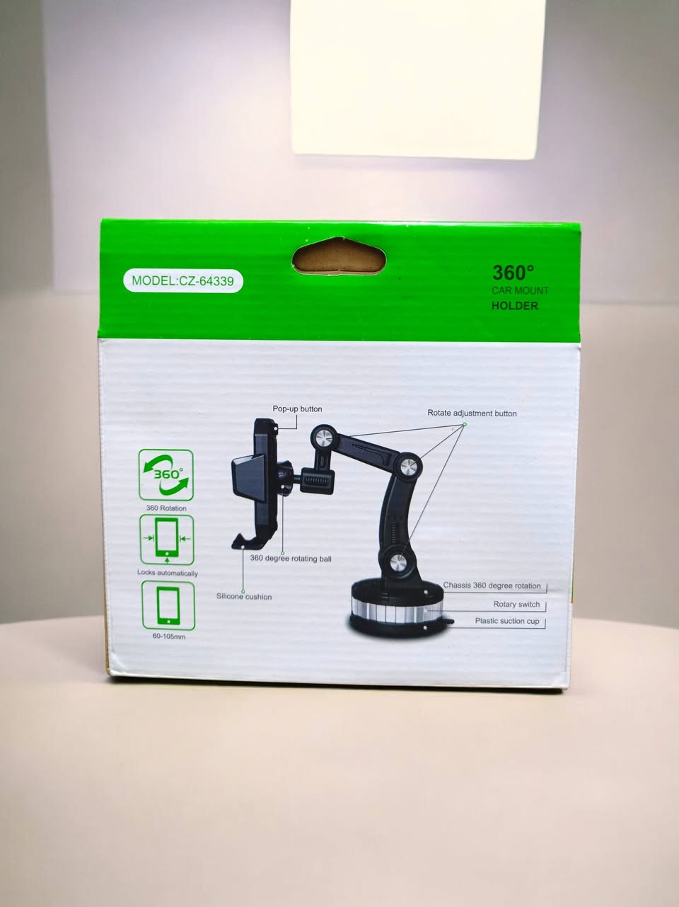 ستاند الهاتف الاحترافي 360° (Model: CZ-64339)
ثبات، مرونة، وأمان في قطعة واحدة!

ثبات فولاذي: قاعدة شفط قوية جداً تلتصق بالزجاج أو "التابلون" دون اهتزاز.

سهولة الاستخدام: زر ضغط خلفي لفتح وإغلاق الحامل بيد واحدة (Pop-up button).

تحكم كامل: يدور بزاوية 360 درجة مع ذراع مفصلي لتوجيه الهاتف لأي زاوية تناسبك.

حماية قصوى: مبطن بالسيليكون لحماية هاتفك من الخدوش ومنعه من الانزلاق.

قياس عالمي: متوافق مع كافة أحجام الهواتف الذكية

للتواصل والطلبات عبر الخاص أو واتساب 📞

***********
