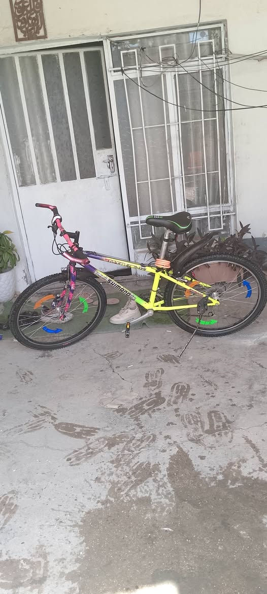 السلام عليكم بايسكل للبيع ياباني اصلي كامل اي نقص مابي حجم 26 كير أمامي 3نمر كير خلفي7نمر قبل سبوع بدلتله تايرات  السعر :170وبي مجال للاستفسار :***********
