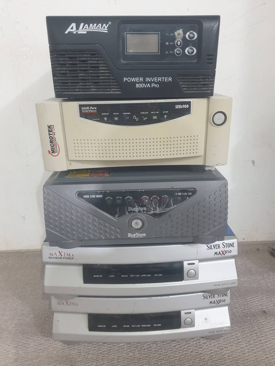 يالله    👇👇متوفر👇👇عاكسات شرط الشغل والفحص والنظافة
مكزما 850  واط  حجم الجبير
مكزما 850  واط  حجم الصغير
مكزما  950  واط
مكزما  1100  واط
بلوستروم  1125  واط
عاكسة الامان  800 واط
مايكروتك  900  واط
واضحات بلصور وتوصلك كاملة روس باتري وبلك🥰
عنوان نجف  توصيل 🚗موجود🚗
***********
