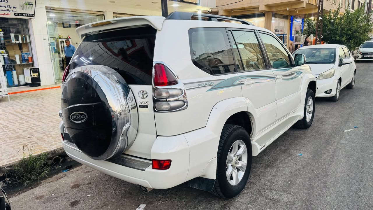 Prado 2008 GX
سعر قفل قفل ١٣٨ وةرةقة
مةكينة ٦ پستن
گير مةكينة تةقةو رةقة بةشةرت
تةحويلو وةكالة بةشةرت
غازو بةنزين غازي ايتالي تازة بةستراية
سةقفو بونيت بوياغي فريداية 
بن لةزگةي سبوغة پيشةوة لاي سةكن جةمپةكي خةفيفي هةية
باقي بةشةرت 
جام كارةبا تةبريت مةركةزي 
دةبل اكسل هةموي بةشةرت 
سةيارةكة زور پاك ماوةتةوة
*********** 
مشتةري ني بيزارم مةكة أربيل, العراق
