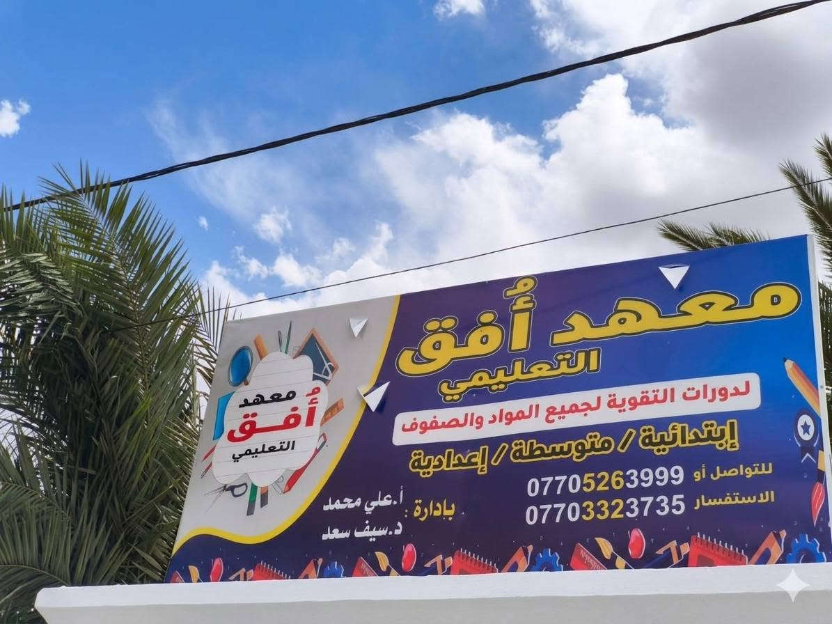 📢 نحو القمة.. هكذا تُصنع الأمجاد!
​يوم الأحد المصادف2026/7/5
​بخطى ثابتة ورؤية طموحة، يُعلن (معهد أُفق التعليمي ) انطلاق محاضرات لطلبة الدور الثاني والدخول الشامل لصف الثالث متوسط وسعر المادة الواحدة ٥٠ ألف.

​📖 اللغة العربية: الدكتور سيف سعد
​🇬🇧 اللغة الإنكليزية:  الأستاذ محمد محمود
​📐 الرياضيات: الأستاذ علي محمد حسن
​🧪 الكيمياء: الأستاذ علي شويت
​🔭 الفيزياء: الأستاذ يوسف موسى
​📍 العنوان: ناحية الشورة خلف المحلات الجدد 
📞 للحجز والاستفسار: *********** 
بإدارة :أ. علي محمد حسن
         د. سيف سعد 
​كن من يصنع مستقبلك منذ البداية!
​معهد أُفق التعليمي معك نحو الإبداع والتميز
https://t.me/UfuqInstitute
  #ناحية_الشورة #طريق_التفوق
