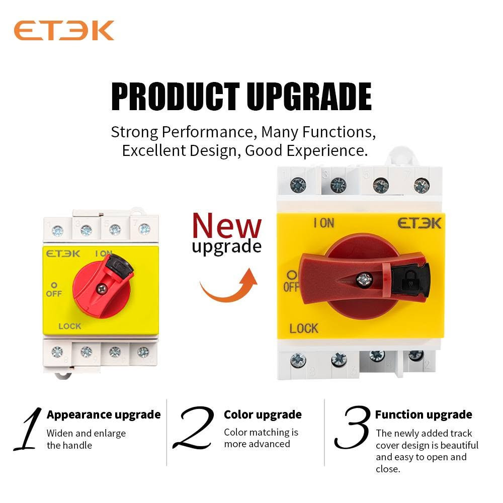 مفتاح عزل تيار مستمر (DC Isolator Switch) من شركة ETEK، يُستخدم بشكل أساسي في الأنظمة الشمسية الكهروضوئية.الوظيفة: يعمل كمفتاح أمان يدوي لفصل الألواح الشمسية عن العاكس (Inverter) أثناء الصيانة أو الطوارئ.المواصفات: عادة ما يتحمل جهدًا يصل إلى 1000 فولت أو 1500 فولت تيار مستمر، بتيار تشغيل يبلغ 32 أمبير.المميزات: يتميز بمقبض دوار قابل للقفل، وهيكل مقاوم للاشتعال، 
متوفر 4 قطع للي مهتم يخلي سعر


**إذا كنت صاحب هذا الإعلان وتريد حذفه لأي سبب، رجاءا أرسل رسالة إلى الدعم الفني**