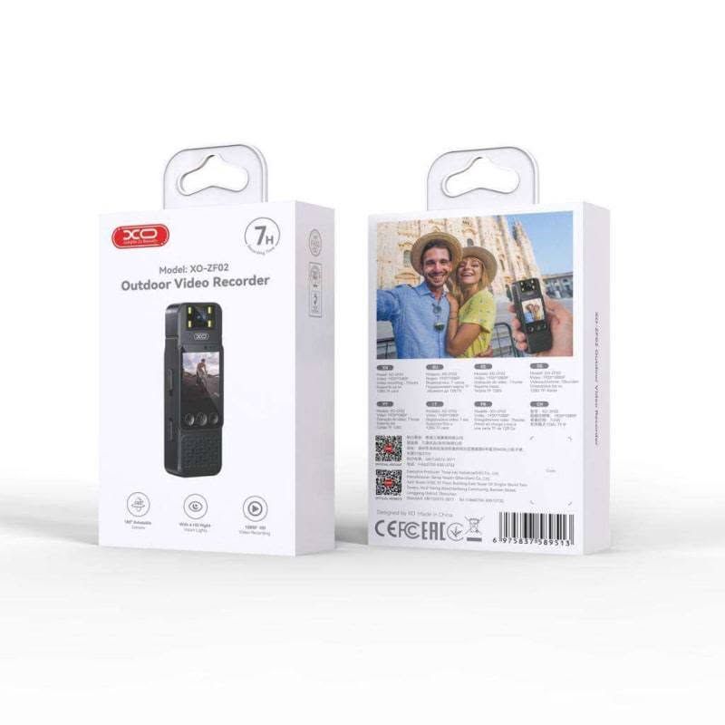 كاميرا تسجيل خارجية محمولة من شركة XO،
وتحمل الموديل XO-ZF02 Outdoor Video Recorder.

تُستخدم هذه الكاميرا ككاميرا جيب أو كاميرا ياقة (Body Cam) لموثقي اللحظات، الرياضيين، والمسافرين.🛠️ 

المواصفات الفنية المبرزة:
دقة الفيديو: تصوير عالي الدقة بدقة 1080P Full HD (بأبعاد 1920 × 1080).
الشاشة: شاشة ملونة مدمجة بحجم 1.33 بوصة (بدقة 240 × 240) لاستعراض اللقطات مباشرة.
عدسة قابلة للتدوير: تدعم ميزة الدوران بزاوية 180 درجة لتغيير زاوية التصوير بسرعة وسهولة.
الرؤية الليلية: مزودة بـ 4 إضاءات LED مخصصة للرؤية الليلية المساعدة في الأماكن المظلمة.
البطارية: سعة 1000 مللي أمبير، توفر وقت تسجيل مستمر يصل إلى حوالي 7 ساعات.
التخزين الخارجي: تدعم كارت ذاكرة خارجي من نوع Micro SD / TF حتى سعة 128 جيجابايت.
منفذ الشحن: يأتي بمنفذ من نوع Type-C للشحن السريع.

ضمان لمدة سنة من وميض الذهب


**إذا كنت صاحب هذا الإعلان وتريد حذفه لأي سبب، رجاءا أرسل رسالة إلى الدعم الفني**