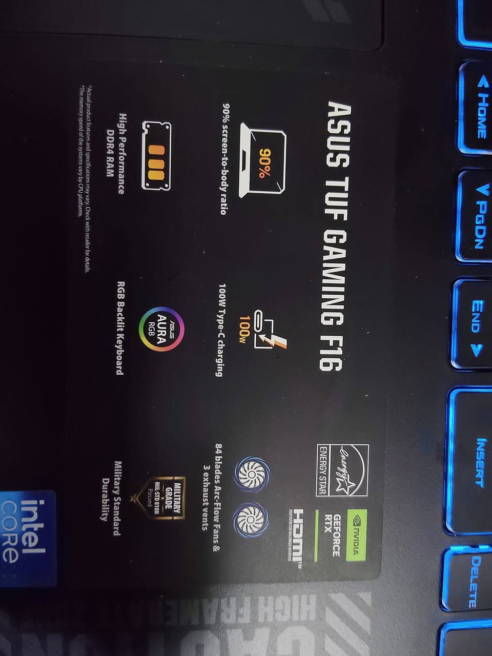 ASUS TUF GAMING F16
السلام عليكم 
لابتوب للبيع فئة Gaming ولكل شي تكدر تستخدمه العاب ومونتاج وبرامج هندسية.
معالج: Intel cor5 210H
كرت الشاشة: RTX 3050 6GB
رام: 16 GB DDR4 
تخزين: 512 NVMe 4th-gen 
شاشة حجم 16  1920×1200 
اظاءة كيبورد RGB
دعم تقنية mux switch
منافذ كاملة تايب سي ويو اس بي2، رامات من جبتهه 8 وطورتهه لل16 ومكفولة مية بالمية من كلشي، مستخدمة فقط 5 اشهر والضمان يخلص شهر 11 2026، الكارتون موجود والشاحنة الاصلية. 
السعر 1100000 وبيها مجال بسيط للشراي مكاني بغداد/المدائن/ ما متواجد على الفيس ***********
