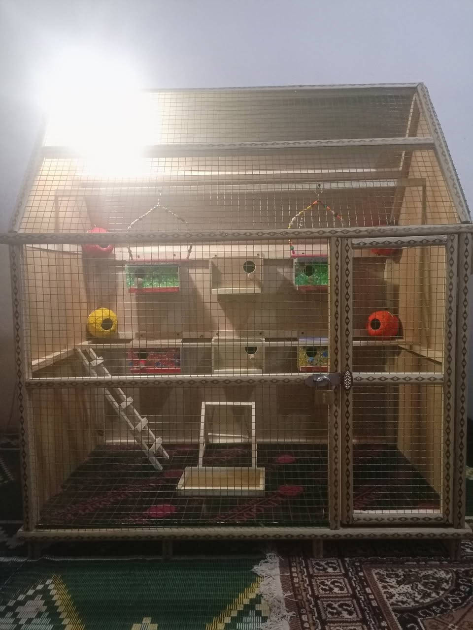 السلام عليكم متاح قفص حطاطة الطول 120الارتفاع 150والعرض 60فصال جديد جاهز من كلشي حتة الإنارة السعر 100المكان القائم والشراي يتفضل ***********
