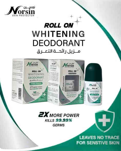 ✨ جديد نورسين – رول أون تفتيح + مزيل رائحة العرق ✨

ودّعي الاسمرار والروائح المزعجة 💛
مع Norsin Whitening Deodorant
تركيبة مبتكرة للعناية بمنطقة تحت الإبط:

✔️ تفتيح تدريجي للمناطق الداكنة
✔️ يمنحك انتعاش يدوم طوال اليوم
✔️ لطيف على البشرة ولا يسبب تهيج
✔️ بدون كحول – مناسب للبشرة الحساسة
✔️ متوفر بروائح متعددة تناسب ذوقك

💫 نعومة – ثقة – تفتيح ملحوظ مع كل استخدام!

اختاري عطرك المفضل وخلي كل يوم يبدأ بإنتعاش وثقة 🌸

#كوزمتك_حيدر
تابعنا على 
انستكرام https://instagram.com/1__coz?utm_medium=copy_link
تلكرام
https://t.me/kk2hhkk
فيسبوك
https://www.facebook.com/كوزمتك-حيدر-112129767297514/
***********
#كوزمتك_حيدر
# سدة_الهندية .. حي الزهراء. الشارع الاول
