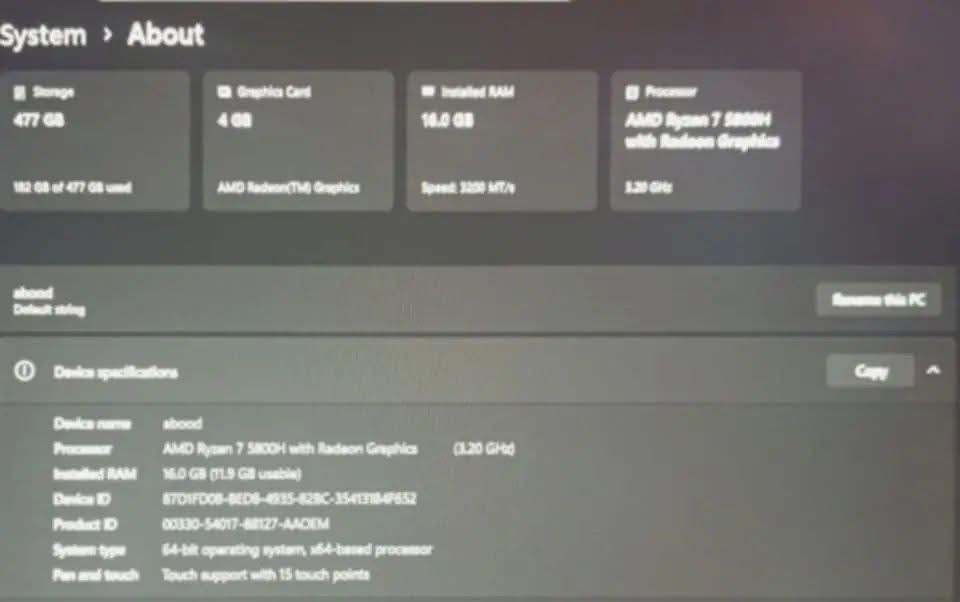 سلام عليكم 
للبيع جهاز Mini PC بمواصفات (Ryzen 7 5800H) حتى غراضه والكارتون موجودات شاحنة مع  كيبل
المواصفات:
المعالج: AMD® Ryzen™ 7 5800H (بـ 8 أنوية و 16 مسار - أداء منافس جداً).
الرام: 16GB DDR4 بسرعة 3200MHz (ماركة Micron الأصلية).
ملاحظة: يوجد منفذ ثانٍ فارغ، الجهاز يدعم حتى 32GB/64GB.
التخزين (الهارد): 512GB NVMe SSD (سريع جداً في الإقلاع).
ملاحظة: يدعم إضافة هارد ثانٍ (SATA) وترقية حتى 4 تيرابايت.
كرت الشاشة: AMD Radeon™ Graphics (Vega 😎.
تم تخصيص 4GB من الذاكرة للكرت لتعزيز أداء الألعاب والمونتاج يمكن تخصيص الى 16GB.

السعر 375 الف دينار مع التوصيل
المراسلة واتس اب او اتصال 📞 ***********
