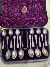 ملعقة شاي • قديمة • طلاء فضة