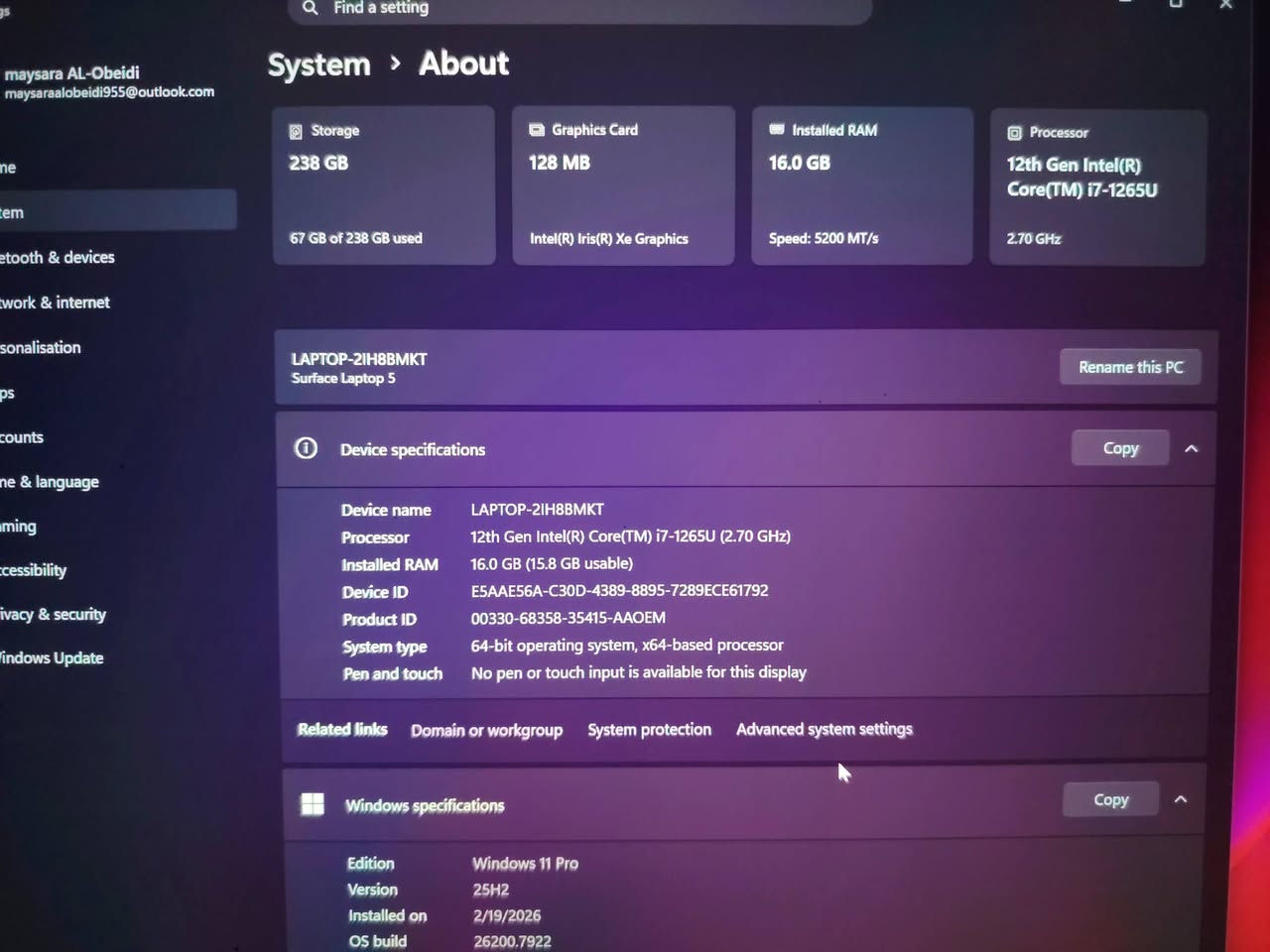 مايكروسوفت سيرفس لاب 5 للبيع في الاعضميه شارع عمر بسعر 700 وبي مجال رقمي راسلني واتس او اتصل *********** مواصفات رام 16 وتخزين 256 حجم الشاشه 16 معالج انتل كور اي 7
