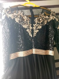 فستان مشغول • اسود • جرجيت