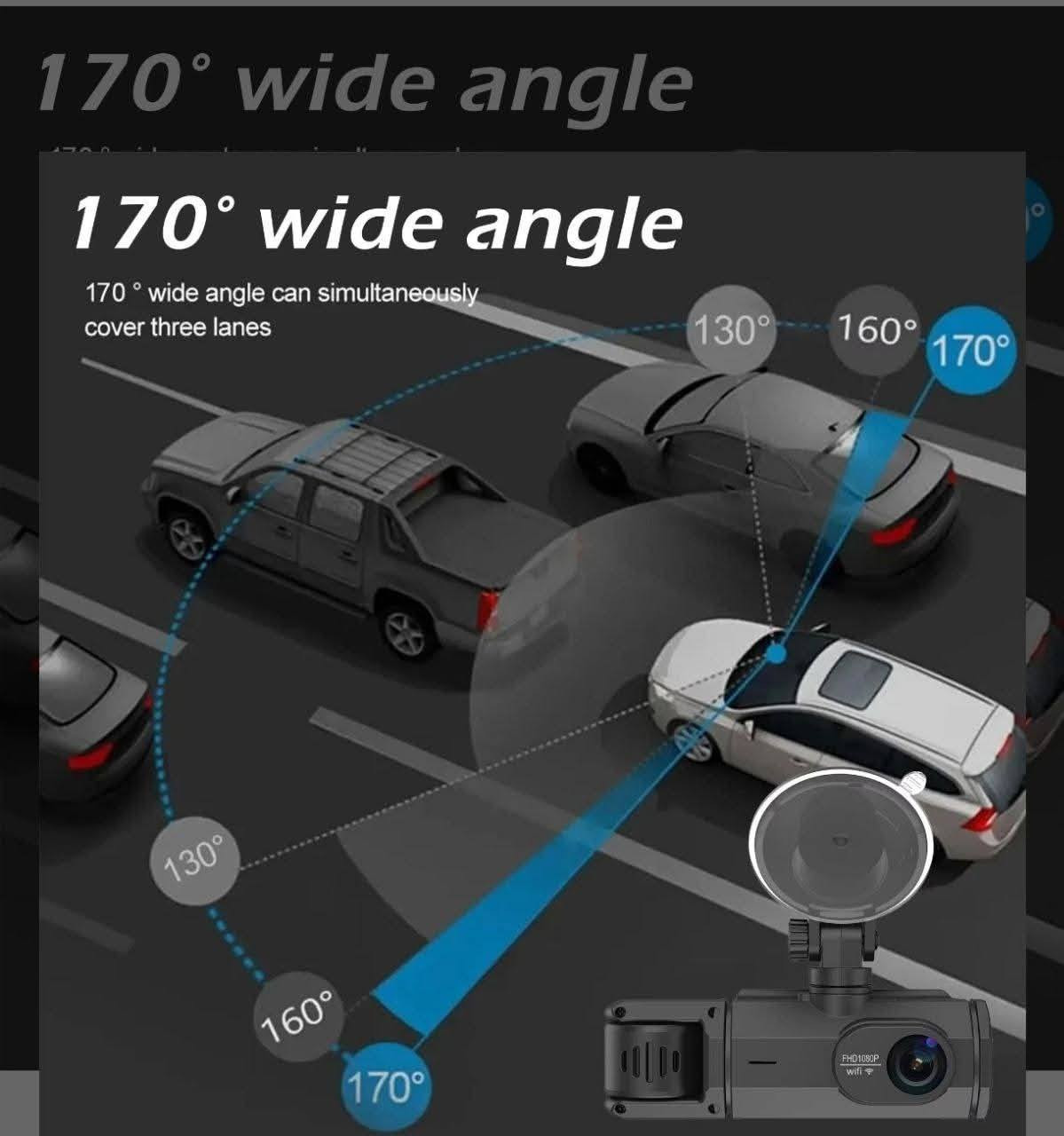 هذه كاميرا مراقبة للسيارة (Dash Cam) من العلامة التجارية GMAIPOP، وتتميز بالمواصفات التالية: 
ثلاثة قنوات تسجيل: توفر تغطية شاملة بتسجيل أمامي، وداخلي، وخلفي.
دقة عالية: جميع الكاميرات تسجل بدقة 1080P FHD لضمان وضوح الصورة.
اتصال واي فاي: تدعم الاتصال بالهاتف الذكي عبر الـ WiFi لمراجعة التسجيلات.
زاوية رؤية واسعة: تصل زاوية العدسة إلى 180 درجة لتغطية مساحة أكبر حول السيارة.
مراقبة 24 ساعة: تدعم ميزة التسجيل المستمر على مدار الساعة لحماية السيارة أثناء التوقف.


**إذا كنت صاحب هذا الإعلان وتريد حذفه لأي سبب، رجاءا أرسل رسالة إلى الدعم الفني**