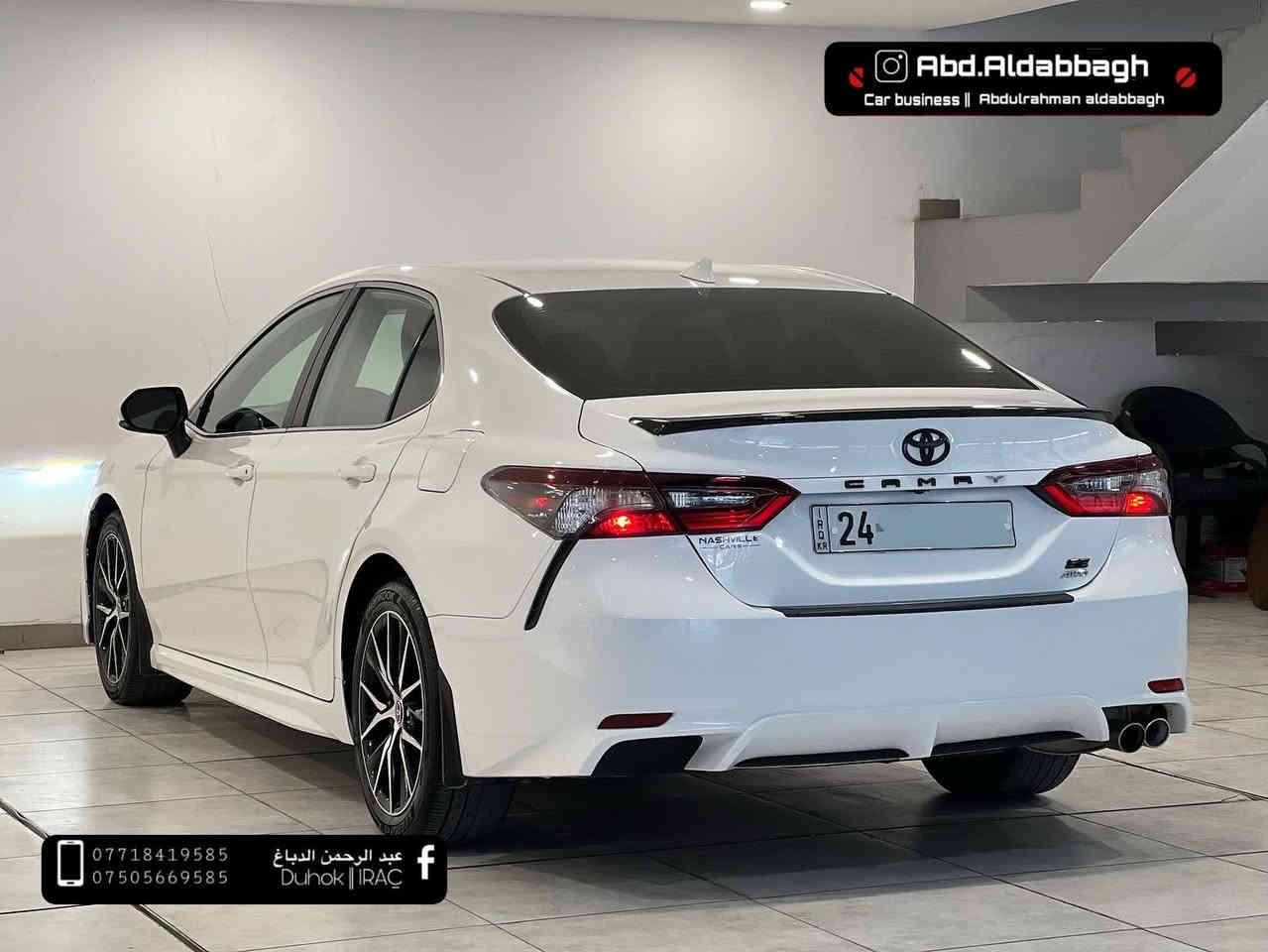 تويوتا كامري 2023 +SE   (وارد امريكي)AWD
: العداد: 30  الف ميل   مواصفات : كشنات جلد
 ، كشنات كهرب ، تدفئة بالكشنات 
و هيتر بالسترين ،تحديد مسار كروز سرعة 
، شيفتات بالستيرن ، رادار امامي خلفي و نقط عمياء  
وضعيات قيادة حساسات ، بصمة تشغيل عن بعد 
السيارة بدون صبغ بدون دواخل بدون ايرباك 
تعديل بارد شبر بالجاملغ  الخلفي و كرت بجاملغ الامامي 
السيارة رقم دهوك الجديد  مكان السيارة دهوك 
السعر : 225$ ورقة و بيها مجال 
 للتواصل: واتساب
*********** 
***********
