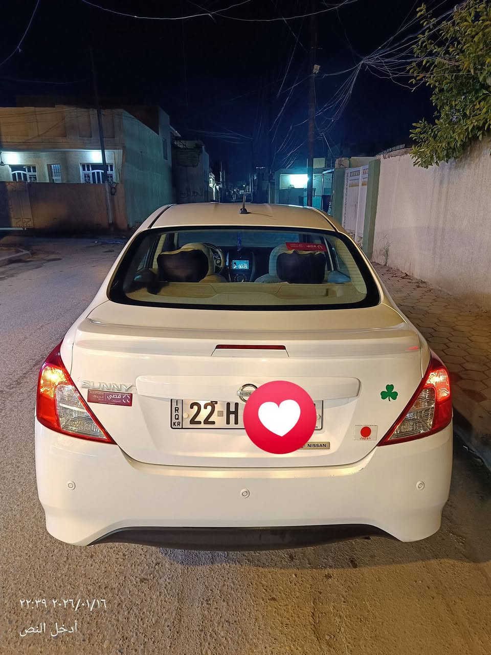 السلام عليكم/ للبيع سيارة صني موديل 2024 فول مواصفات اللون ابيض رقم اربيل (بأسمي) ماشية 40 
1- محرك وكير مكفولات 
2- بصمة بلادية ونضام حماية و(بصمة ابواب وصندوق )
3- كشن جك 
4- اربع جام كهربائي تحكم ستيرن بيبان مطعم قماش مخمل وداخل بيجي 
5- مري كهرباء و(شفط قلاب  )
5- تبريد شاشة بيانو تبريد خلفي تبريد ثلج 
6- ويلكب المنيوم 
7- دبل هورن 
8- دشبول ابيض وكيچات كاملة كيچ حماوة 
9- نضام صوتي بلادي اربع سماعات امامي خلفي 
10- يدات نيكل داخل وخارج 
11- شاشة وكامرة بلادي نضام عرض شاشة 
12 - نضام Abs
13- بلاجكتور بلادي تحكم من اليدة 

سيارة حلوة ومرتبة بيهة باب السائق طخة معمرة ورشات صبغ خفيفة جدا 
مكان السيارة بغداد 
السعر/ 125 
للاتصال /***********
ملاحظة/ السيارة فول مواصفات
