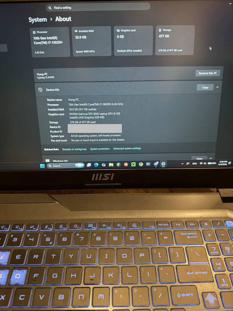 MSI Cyborg 15  للبيع
Intel Core i7-13620H
RTX 4050 Laptop كارت
RAM 32GB DDR5 رام
SSD 512GB هارد
شاشة 15.6" FHD 144Hz
مليون و 100


**إذا كنت صاحب هذا الإعلان وتريد حذفه لأي سبب، رجاءا أرسل رسالة إلى الدعم الفني**