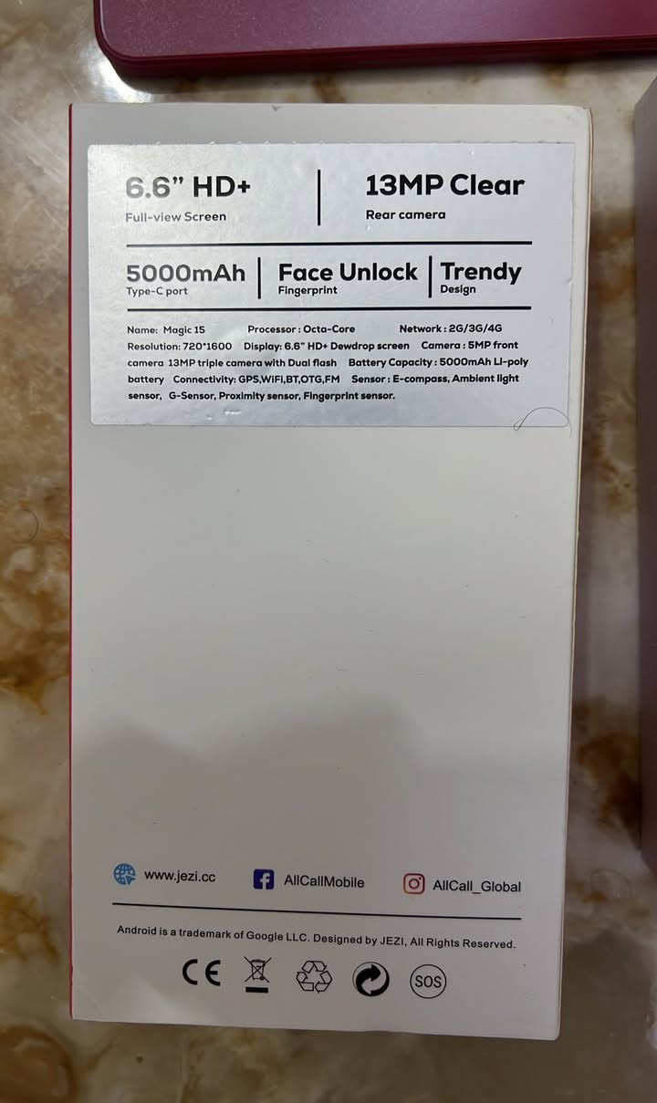 للبيع هاتف Magic i5 جديد
✅ شاشة 6.6 إنج HD+
✅ بطارية 5000mAh تدوم لفترة طويلة
✅ كاميرا خلفية 13MP
✅ يدعم شريحتين واتصالات 4G
✅ مع الشاحن الأصلي والكفر داخل العلبة
✅ اللون: أحمر خمر واللون الحبري 
مع كامل ملحقات السعر 150 بي مجال مكاني سيديه 
***********
