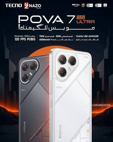 بوفا 7 الترا 
✅ هاتف تكنو بوفا 7 الترا 😊
✅ وحش البطارية والتصوير والالعاب
✅ بوبجي 120 فريم  

✨ أبرز المواصفات:
🔴 بطارية جبارة 6000mA تدوم معك لأيام
🔴شحن سريع 70 واط  – شحن في دقائق
🔴كاميرا خلفية 108MP  😊
🔴مقاوم للماء والغبار بمعيار IP64
🔴صوت محيطي Dolby Atmos مع سماعات ستيريو
🔴شاشة عملاقة 6.78” FHD+ بتردد 144 هرتز
🔴معالجMediaTek  Dimensity 8350
كل ماعليك زيارتنا لموقعنا واسط/النعمانيه 
شارع ابو مهدي المهندس قرب اصايل حلب
 للاستفسار اكثر مراسله الصفحه او الاتصال على الارقام التالية 
*********** وانساب
***********
