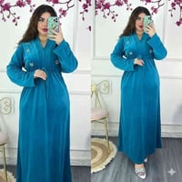 دشداشة نسائية • مخمل غزالي • مقاسات L-3XL