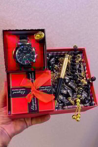 بوكس رجالي • ساعة سبحة قلم • ذهبي واسود