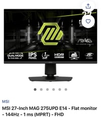 شاشة MSI • MAG 275 E14 • ٤K ١٤٤Hz