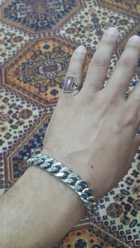 للبيع  محبس ستيل بي حجر عقيق يماني وسوار ستيل ثقيل جدآ شباب ستيل معدن ...