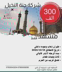 مشهد إيران • 18/12/2025 • طيران ذهاب وعودة