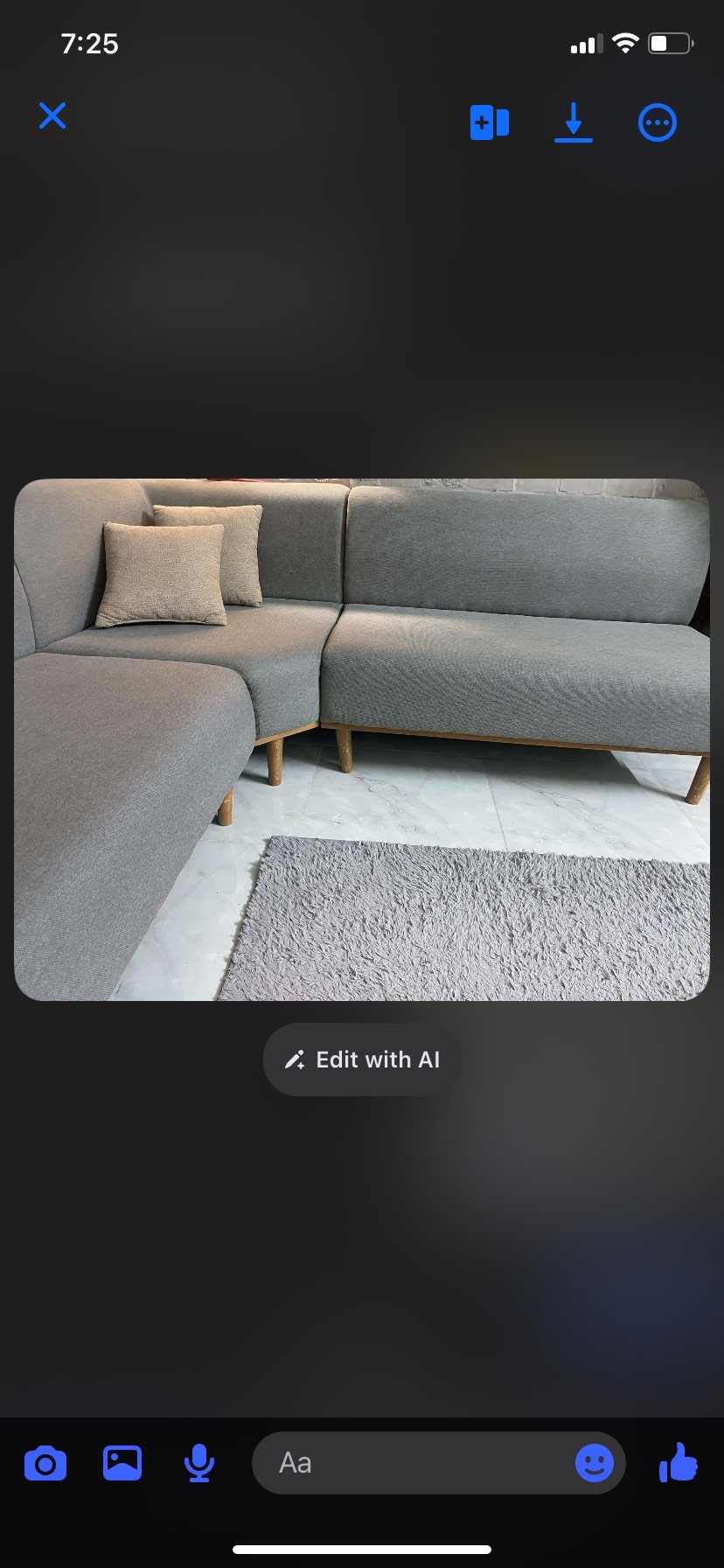 كورنر قماشه كتان رصاصي 
ابعاده 390*310