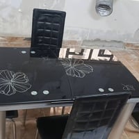 ميز طعام كبير • سلايت • ٤ كراسي استيل