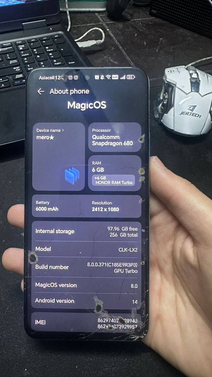 honor x7b للبيع مستعمل
المواصفات :

المعالج : Snapdragon 680

الرام : 6+6

الذاكره : 256GB 

البطاريه : 6000mAh

الشاشه : 2412×1080

الكامره : 108 ميكابكسل اكو صور الهه موضحه بالصور 👇

العنوان:بغداد الاعلام

🛑 ملاحظه 🛑
1.الهاتف بي كسور بالشاشه موضحه بالصور المرفقه

2.يجي التلفون ويه كارتونته و ملحقاته المستعمله (كيبل و راس شحن)

...........................

السعر 125.000وبي مجال
للتواصل ***********
