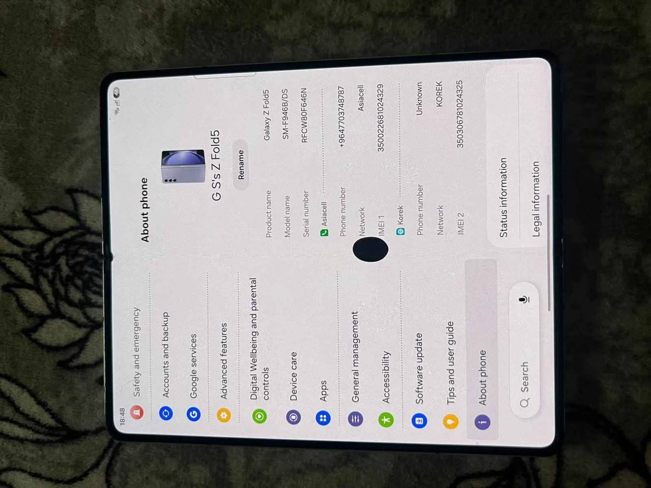 Samsung Z Fold 5
Rom 256gb

Ram 12gb

Zoom 30X

2 sim + esim

Battrey 4400mah

420 هەزار یان گۆڕینەوە السليمانية, العراق


**إذا كنت صاحب هذا الإعلان وتريد حذفه لأي سبب، رجاءا أرسل رسالة إلى الدعم الفني**