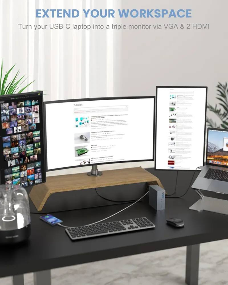 USB C Hub, QIYO 16 in 2 USB C Docking Station Dual Monitor for Pro Air (Not for M1), Dual 4K HDMI, VGA, Triple Display with Thunderbolt 3, 6 USB, RJ45 and SD/TF Card Reader
 نرخی 💰35 هەزار


**إذا كنت صاحب هذا الإعلان وتريد حذفه لأي سبب، رجاءا أرسل رسالة إلى الدعم الفني**