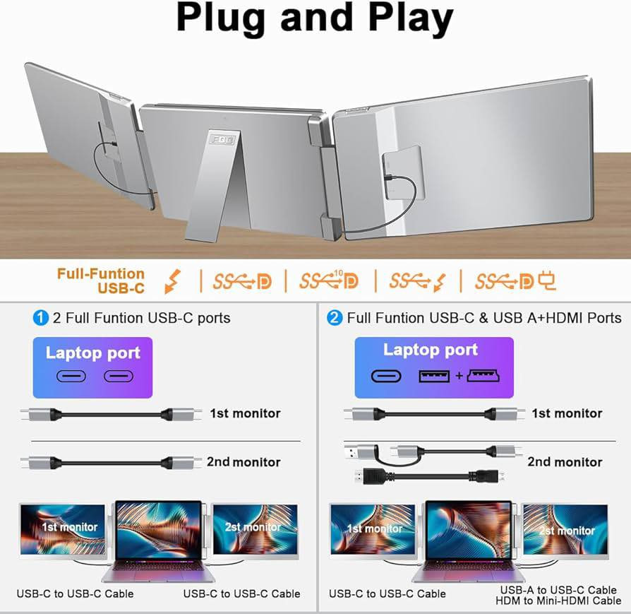 شاشة محمولة ثلاثية (Portable Tri-Screen Monitor)
🔹 الحجم: 14 إنچ لكل شاشة
🔹 الدقة: Full HD 1200p
🔹 النسبة: 16:10
🔹 النوع: IPS – ألوان واضحة وزوايا رؤية واسعة
🔹 التوصيل: Plug & Play (تشغيل مباشر بدون إعدادات)
🔹 الاتصال: USB-C
🔹 خفيفة وسهلة الحمل
🔹 مثالية للدوام، التداول، البرمجة، التصميم، والدراسة

💼 تحول اللابتوب إلى 3 شاشات خلال ثواني
⚡ زيادة الإنتاجية بشكل كبير

الحالة. جديد. غير مستخدم 
📩 للتواصل خاص / واتساب ***********
