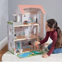 بيت دمى خشبي • ثلاث طوابق • ٣٩ قطعة