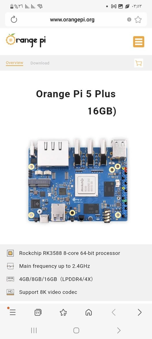 متوفرة  orange pi 5 plus 16GB
سعر ١٥٠ الف 💢

المميزات الرئيسية لـ Orange Pi 5 Plus (نسخة 16 جيجابايت):
المعالج (CPU): معالج Rockchip RK3588 ثماني النواة (4x Cortex-A76 بسرعة 2.4 جيجاهرتز + 4x Cortex-A55 بسرعة 1.8 جيجاهرتز) بتقنية 8 نانومتر.
الذاكرة (RAM): 16 جيجابايت LPDDR4/4x.
معالج الرسومات (GPU): ARM Mali-G610 المدمج، يدعم OpenGL ES1.1/2.0/3.2، OpenCL 2.2، وVulkan 1.2.
الذكاء الاصطناعي (NPU): وحدة معالجة عصبية بقوة 6 TOPS، تدعم الحوسبة المختلطة INT4/INT8/INT16/FP16.
التخزين: فتحة eMMC (لتركيب وحدات 16GB-256GB)، فتحة MicroSD، وفتحة M.2 2280 لـ NVMe SSD.
الاتصال: منفذين Gigabit Ethernet، ودعم وحدة واي فاي 6/بلوتوث (عبر منفذ PCIe).
المنافذ: منفذي HDMI 2.1 (يدعم 8K@60fps)، منفذ HDMI Input، منافذ USB 3.0 و USB 2.0، ومنفذ Type-C.
الأنظمة المدعومة: Orange Pi OS (Droid)، Ubuntu، Debian، Armbian، وAndroid 12.


**إذا كنت صاحب هذا الإعلان وتريد حذفه لأي سبب، رجاءا أرسل رسالة إلى الدعم الفني**