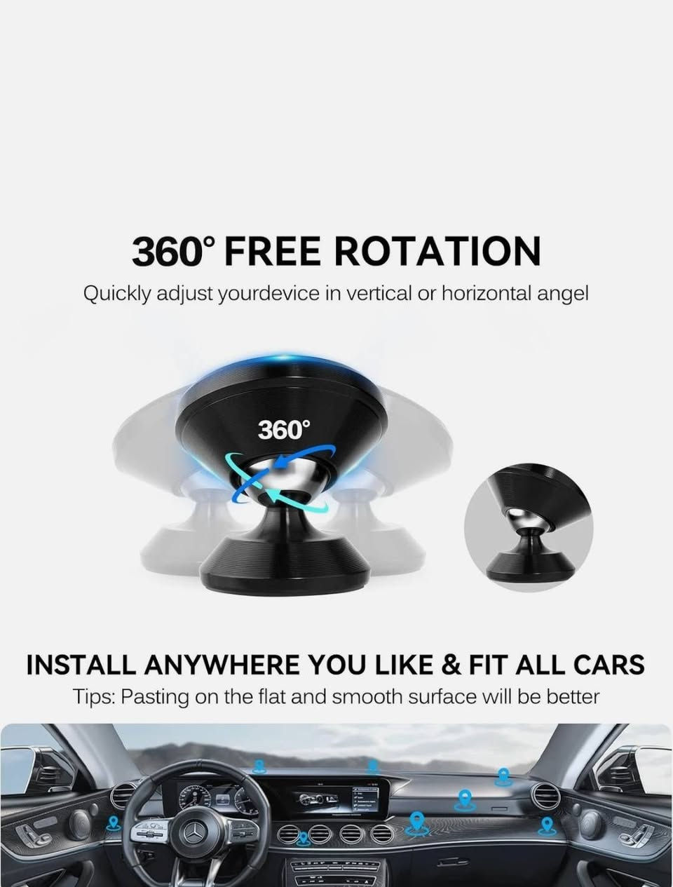 حامل الهاتف المغناطيسي للسيارة من ماركة iVoler، وهو مصمم لتثبيت الهواتف الذكية على لوحة القيادة
دوران 360 درجة: يتميز برأس كروي مرن يسمح بتدوير الهاتف وتعديل زاوية الرؤية حسب الرغبة (أفقي أو رأسي) لضمان قيادة آمنة أثناء 
مغناطيس قوي: يحتوي على مغناطيسات "نيوديميوم" قوية (غالباً 4 مغناطيسات N52) لضمان ثبات الهاتف حتى على الطرق الوعرة، مع الحفاظ على إشارة الهاتف دون تأثر.


**إذا كنت صاحب هذا الإعلان وتريد حذفه لأي سبب، رجاءا أرسل رسالة إلى الدعم الفني**
