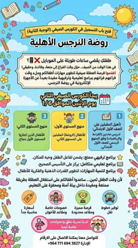 📣 تنويه من إدارة روضة النرجس الأهلية 📣 استثماراً للعطلة الصيفية وبناءً...