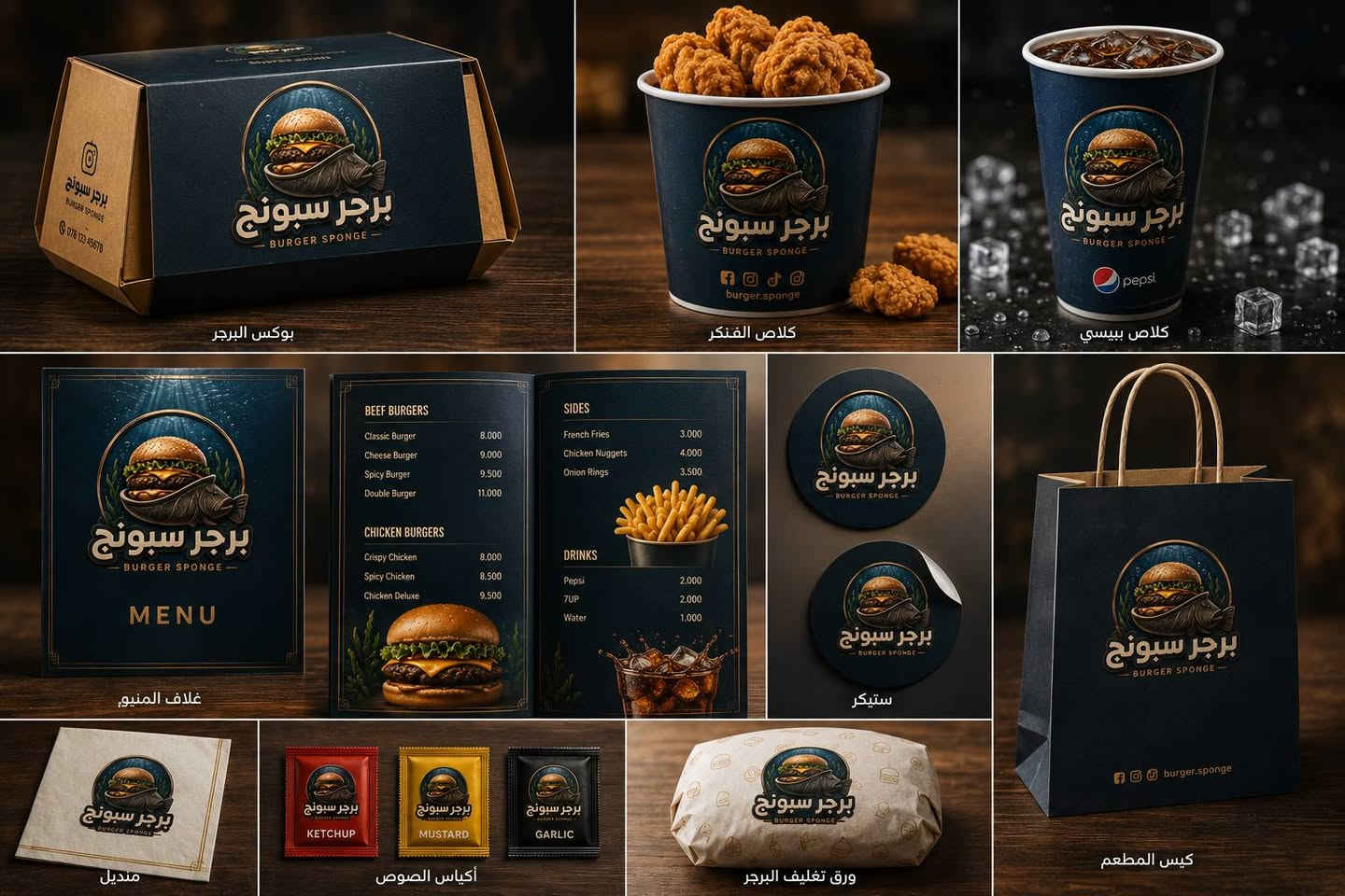 من فكرة... إلى هوية بصرية تخطف الأنظار.
هوية كاملة صُممت لمطعم برجر سبونج 🍔🌊
شعار احترافي مستوحى من قاع البحر، مع تطبيق الهوية على:
✨ واجهة المطعم
📖 المنيو
📦 بوكس البرجر
🥤 أكواب المشروبات
🍟 أكواب الفرايز
🛍️ أكياس التغليف
📄 ورق التغليف
🏷️ الستيكرات وجميع المطبوعات
هدفنا مو مجرد شعار... هدفنا نصنع براند يعلق بذاكرة الزبون من أول نظرة.
📩 إذا تريد هوية بصرية متكاملة لمطعمك أو مشروعك، راسلني.
📱 WhatsApp: ***********
📷 Instagram: @_9.4ii
🎵 TikTok: @_9.4ii
📘 Facebook: عبدالرحمن
المصمم عبدالرحمن القريشي
